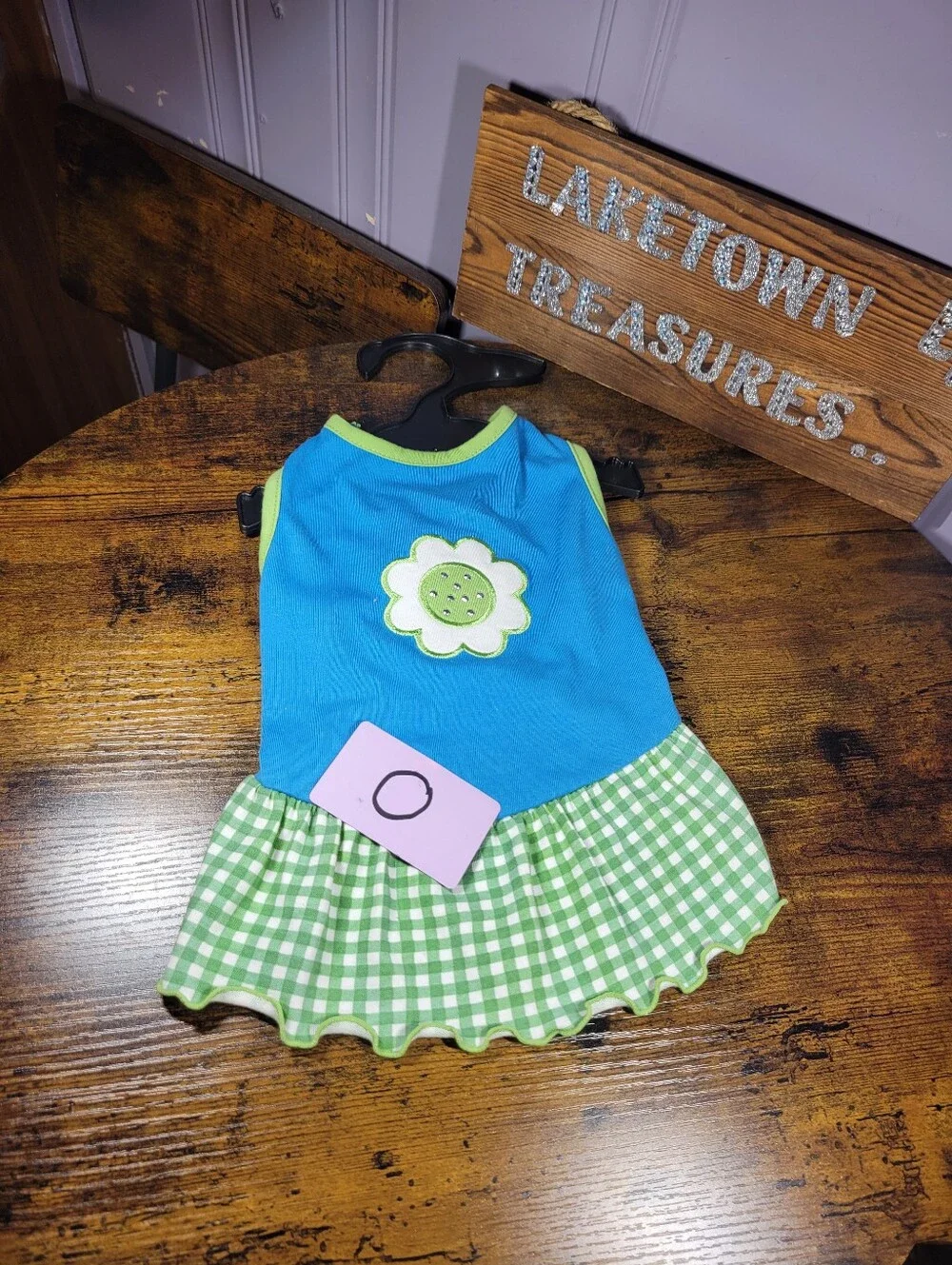 Eastside Collection sizr small Blue & Green Flower Appliqué dog Dress